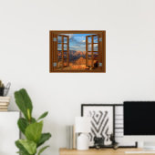 Grand Canyon Fake Faux Window View USA ポスター (ホームオフィス)