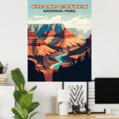 Grand Canyon National Park Arizona Retro ポスター (ホームオフィス)