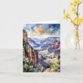 Grand Canyon National Park Arizona Watercolor カード (黄色い花)