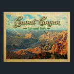 Grand Canyon National Park Vintage Travel Poster ポスター<br><div class="desc">Vintage travel style Grand Canyon National Park poster featuring the vast canyons with the Colorado River snaking through and a puffy blue cloud sky.</div>