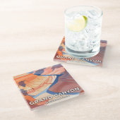 Grand Canyon National Park Watercolor Travel ガラスコースター (アングル)