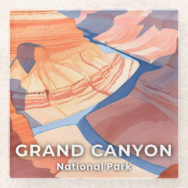 Grand Canyon National Park Watercolor Travel ガラスコースター