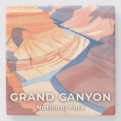 Grand Canyon National Park Watercolor Travel ストーンコースター (正面)