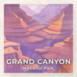 Grand Canyon National Park Watercolor Travel Art ガラスコースター