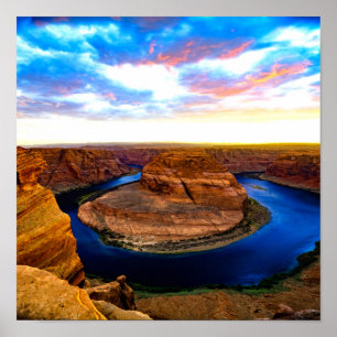 Grand Canyon Red Rocks and Blue Water Beautiful ポスター
