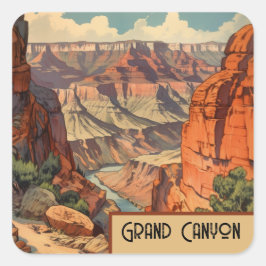 Grand Canyon Retro Travel Design スクエアシール