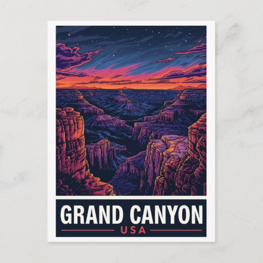 Grand Canyon Sunset Night Sky ポストカード (正面)