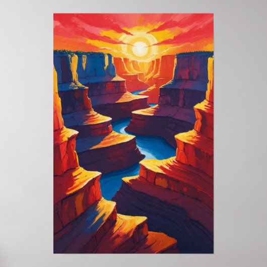 Grand Canyon Sunset with Red Rock Formations Art ポスター (正面)