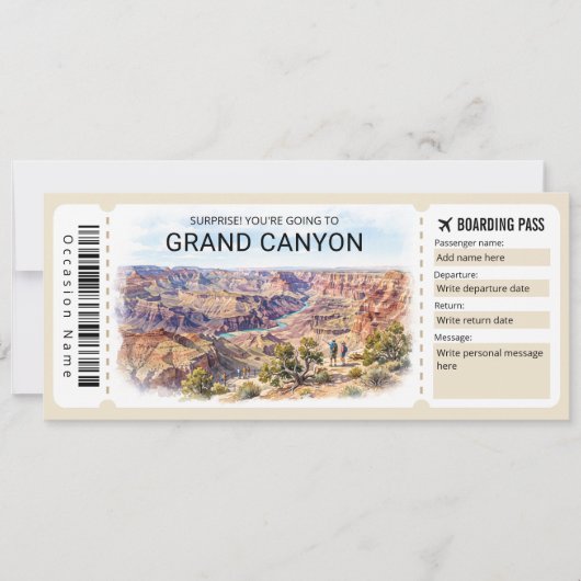 Grand Canyon Trip Boarding Pass Ticket 招待状 (正面)