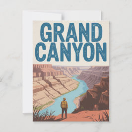 Grand Canyon USA Vintage National Park Hiker ポストカード