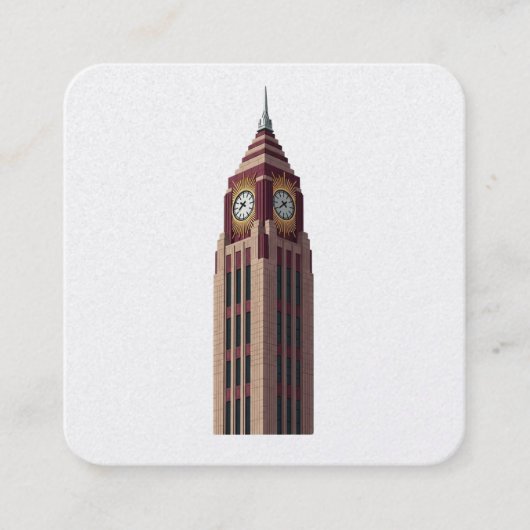 Grand Clock Tower: Art Deco Timekeeper Sticker スクエア名刺 (正面)