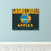 Grand Coulee Apple Label – クーリー、WA キャンバスプリント (インサイチュ (ウッドフロア))