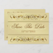 Grand Duchess金ゴールドスクロール日付はがきを保存 案内ポストカード (正面/裏面)