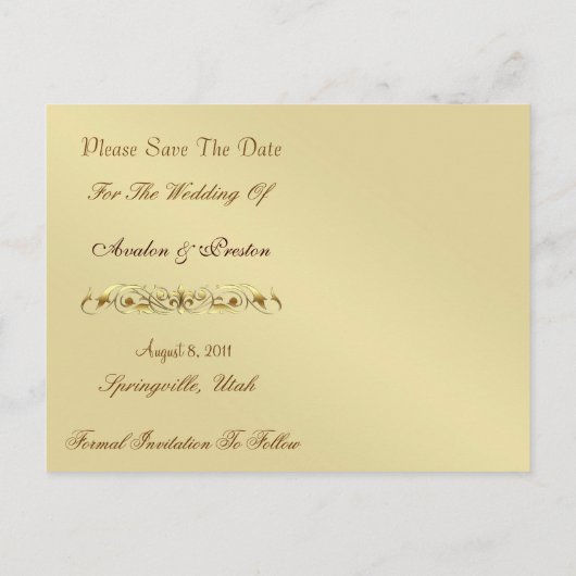 Grand Duchess金ゴールドスクロール日付はがきを保存 案内ポストカード (裏面)