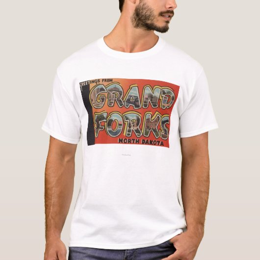 Grand Forks、ノースダコタ-大きい手紙場面 Tシャツ (正面)