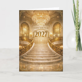 Grand Gold Art Deco Staircase New Year 2027 シーズンカード