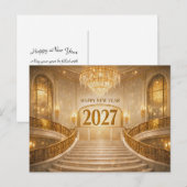 Grand Gold Art Deco Staircase New Year 2027 シーズンポストカード (正面/裏面)