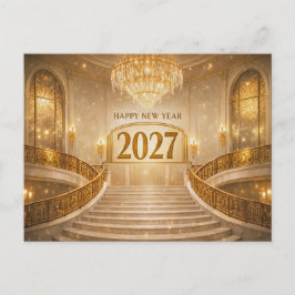 Grand Gold Art Deco Staircase New Year 2027 シーズンポストカード
