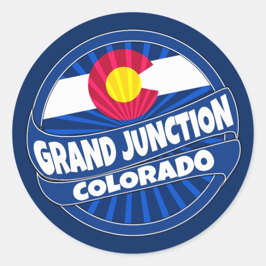 Grand Junction Colorado flag burst stickers ラウンドシール (正面)