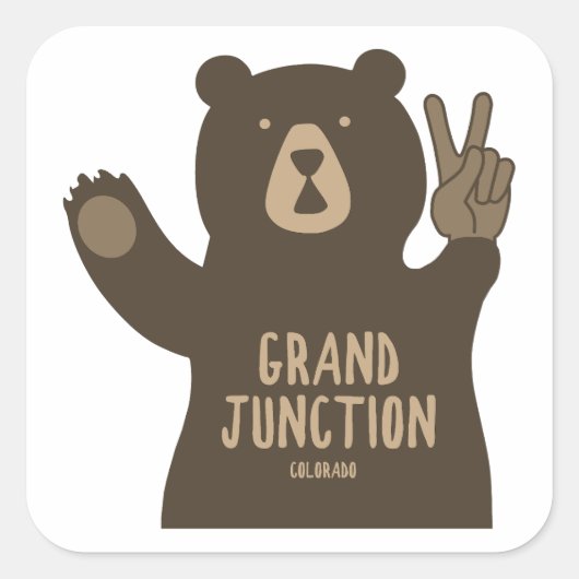Grand Junction Colorado Peace Bear スクエアシール (正面)