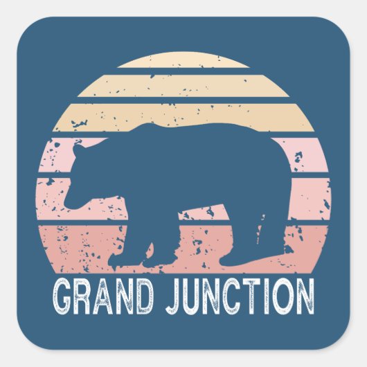 Grand Junction Colorado Retro Bear スクエアシール (正面)