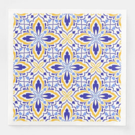 Grand Mosaic Blue and Gold Floral Mediterranean