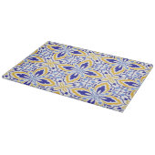 Grand Mosaic Blue and Gold Floral Mediterranean カッティングボード (角)