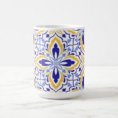 Grand Mosaic Blue and Gold Floral Mediterranean コーヒーマグカップ (中央)