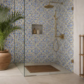 Grand Mosaic Blue and Gold Floral Mediterranean タイル