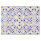 Grand Mosaic Blue and Gold Floral Mediterranean テーブルクロス (正面(横))