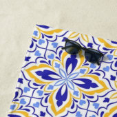 Grand Mosaic Blue and Gold Floral Mediterranean ビーチタオル (インサイチュ)