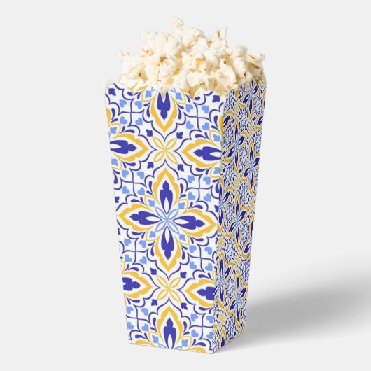 Grand Mosaic Blue and Gold Floral Mediterranean フェイバーボックス (はじけた状態)