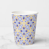 Grand Mosaic Blue and Gold Floral Mediterranean 紙コップ (裏面)