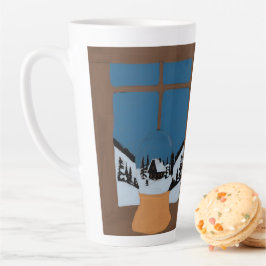 Grand Mug Latte Hivernal Boule à Neige à la Fenêtr カフェラテマグ