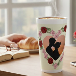 Grand Mug Latte Photo Personnalisé – Cœur Floral カフェラテマグ