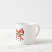 Grand nœud rouge festif aquarelle – Élégance vinta エスプレッソカップ (正面右)