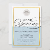 GRAND OPENINGビジモダンネスロ淡い色のゴ青金ゴールド 招待状 (正面)