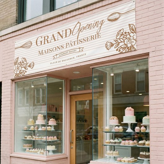 Grand Opening Bakery Business Floral Whisk Spoon 横断幕