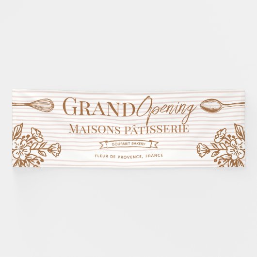 Grand Opening Bakery Business Floral Whisk Spoon 横断幕 (横)