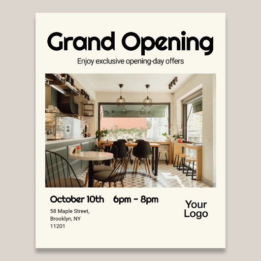 Grand Opening Bold Retro Photo Flyer チラシ