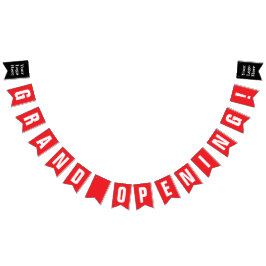 Grand Opening Bright Red and White Your Logo Here バンティングフラッグ
