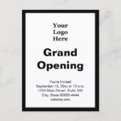 Grand Opening Business Logo Black White Invitation ポストカード (正面)