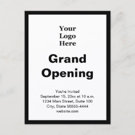 Grand Opening Business Logo Black White Invitation ポストカード