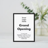 Grand Opening Business Logo Black White Invitation ポストカード (スタンド正面)