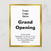 Grand Opening Business Logo Gold White Invitation ポストカード (正面)