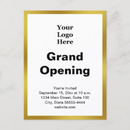 Grand Opening Business Logo Gold White Invitation ポストカード