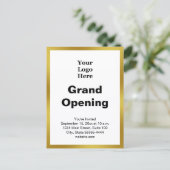 Grand Opening Business Logo Gold White Invitation ポストカード (スタンド正面)
