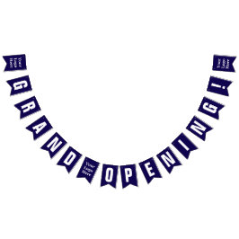 Grand Opening Dark Blue and White Your Logo Here バンティングフラッグ