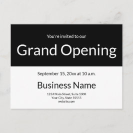 Grand Opening Invitation Business Black and White ポストカード