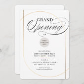 GRAND OPENING modern minimal business black gold 招待状 (正面/裏面)